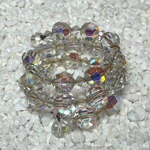 Vintage Aurora Borealis Crystal Beaded Wrap Bracelet